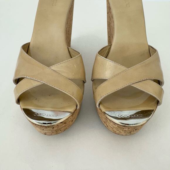 Jimmy Choo Cork Platform Wedge Slip-On Sandals Shoes Brown | IT 41 (US 11) - Picture 3 of 14
